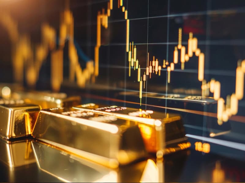 Gold bars stacked